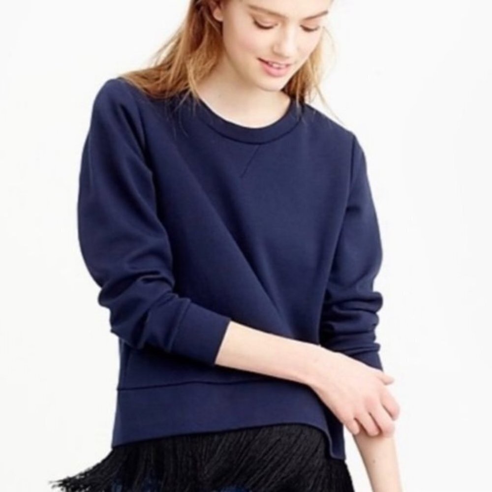 NWT J. Crew Navy & Black Fringe Bottom Sweatshirt